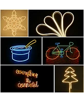 DELight 100FT/30m Led Strip Neon Rope Lights with Remote Control Warm White, 2-Sided Waterproof Cuttable Ac 110V Dimmable Flexible Led Lights Diy for