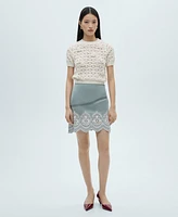 Mango Women's Embroidered Hem Cotton Skirt