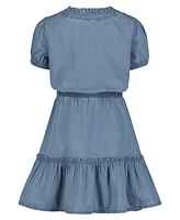 Tommy Hilfiger Big Girls Denim Wrap Front Short Sleeve Dress