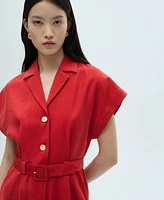 Mango Women's Belt Short Jumpsuit