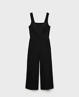 Mango Women's Straight Fit Linen Blend Jumpsuit