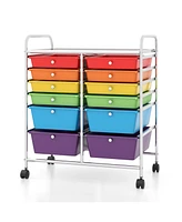 Gouun 12 Drawers Rolling Cart Storage Scrapbook Paper Organizer Bins-Deep