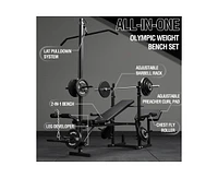 Er Kang 8 in 1 Olympic Weight Bench Set with Leg Extension and Leg Curl, Multi-Function Bench Press Set with Preacher Curl Pad and Chest Fly, Full-Bod