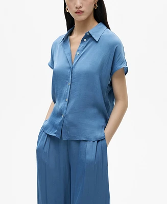 Mango Women's Satin Short Sleeve Shirt