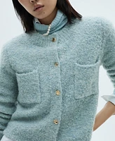 Mango Women's Jewel Buttons Detail Boucle Knit Sweater