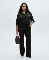 Mango Women's Satin Finish Flowy Shirt