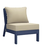 WestinTrends Outdoor Patio Hdpe Navy Blue Sectional Sofa with Cushions