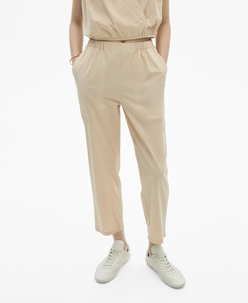 Mango Women's Straight Cotton Pants