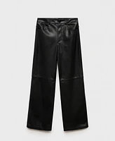 Mango Women's Leather-Effect Straight Pants