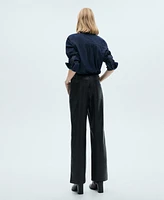 Mango Women's Leather-Effect Straight Pants