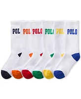 Polo Ralph Lauren Toddler Boys Performance Polo Logo Cushioned Crew Socks, 6-Pack