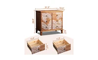 Slickblue Fch Brown Mdf Veneer + Solid Wood Frame 804073cm 6-Drawer Chest Bohemia