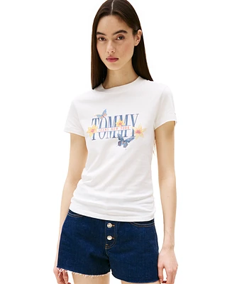 Tommy Jeans Women's Cotton Slim Fit Butterfly Graphic Tee