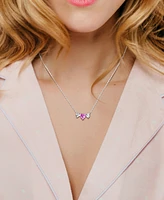 Lab-Created Pink Sapphire (1-1/2 ct. t.w.) & Lab-Created White Sapphire (1-1/10 ct. t.w.) Triple Heart 17" Pendant Necklace in Sterling Silver