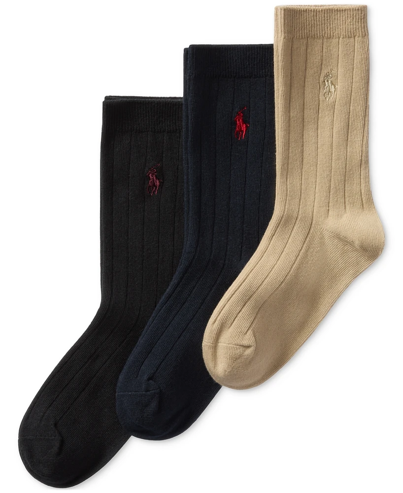 Polo Ralph Lauren Toddler Boys Wide Rib Slack Socks, 3-Pack