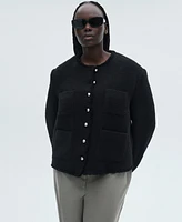 Mango Women's Jewel Buttons Detail Tweed Jacket