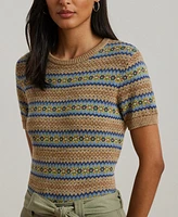 Lauren Ralph Women's Fair Isle Short-Sleeve Sweater