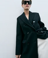 Mango Women's Handmade Oversized Wool Coat