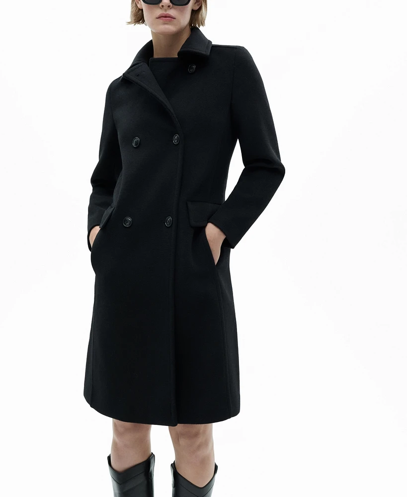 Mango Women's Double-Breasted Wool Blend Coat