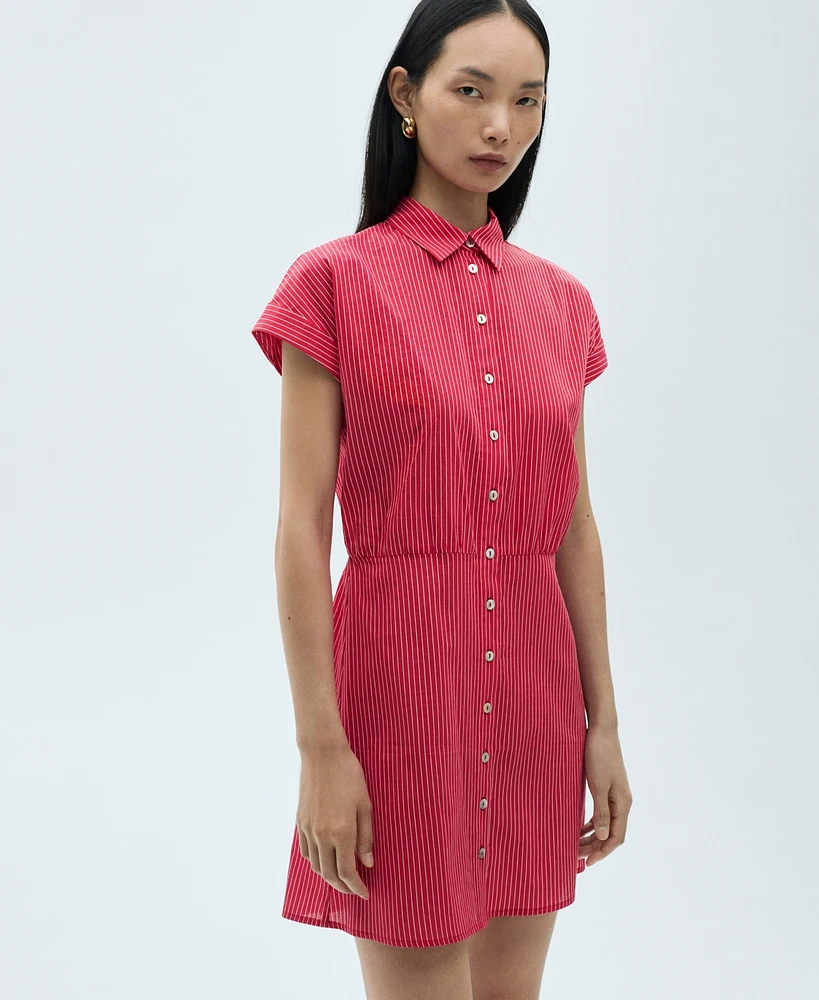 Mango Women's Striped Cotton Shirt Dress