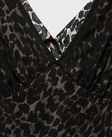 Mango Women's Leopard V-Neck Dress