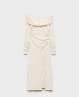Mango Women's Off-The-Shoulder Draped Dress