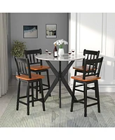 Gymax 4PCS Bar Stool 24.5'' Swivel Counter Height Chair w/ Footrest