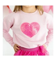 Sweet Wink Toddler Girls Heart Sequin Patch Valentine's Day Sweatshirt