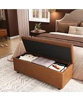 Storage Ottoman Bench, Mid-Century Modern Entryway Bedroom Bench