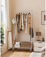 gaomon Garment Rack, Clothes Rack Standard Rod, Simple Rolling Metal Garment Rack