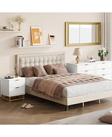 gaomon Modern 2 Drawer Dresser for Bedroom, Large End Side Table Bedside Table with 2 Drawers, Wooden Night Stand with Metal Legs for Bedroom, Hallway