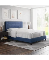 Boyd Sleep Luxe Upholstered Platform Bed with Headboard, Mattress Foundation with Strong 14 Wood Slat Supports