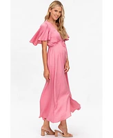 Pietro Brunelli Maternity Maternity Pietro Brunelli Flared Sleeve Maxi V-Neck Valentina Dress