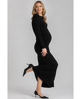 Pietro Brunelli Maternity Maternity Maxi Arianna Dress with Ruching Long Sleeve