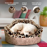 Dream Black Label Leopard Princess Dog Bed - Puppy Bed for Small Dogs, Washable Cuddler Cat Bed - Elegant, Royal Design Beds for Puppy and Kitten