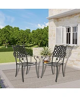 Patio Dining Chairs 2PCS Cast Aluminum Furniture Outdoor Metal Garden Chair for Indoor Bistro Balco