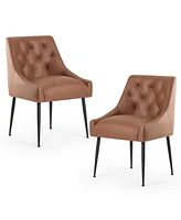 Dyhome Modern Dining Chairs Set of 4, Mid Century Kitchen with 5.12” Cushions and Metal Legs, Upholstered Back