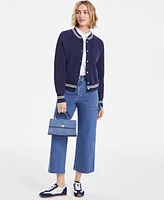 On 34th Women's Raglan-Sleeve Tipped Sweater Bomber, Exclusively at Macy's