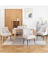 Dyhome Modern Dining Chairs Set of 4, Mid Century Kitchen with 5.12” Cushions and Metal Legs, Upholstered Back