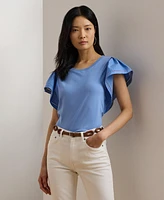 Lauren Ralph Lauren Women's Jersey Flutter-Sleeve Tee