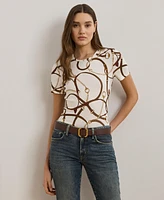 Lauren Ralph Lauren Women's Belting-Print Cotton-Blend Crewneck Tee
