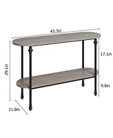 gaomon Narrow Entryway Table, 2 Tier Industrial Console Table with Storage Shelf, Thin Behind Couch Table, Farmhouse Skinny Sofa Table for Hallway, En