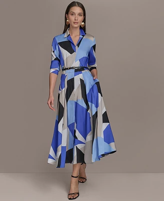 Donna Karan New York Women's Printed Belted Shirtdress