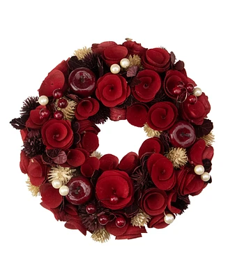 Northlight 12" Unlit Wooden Roses Artificial Valentine's Day Wreath