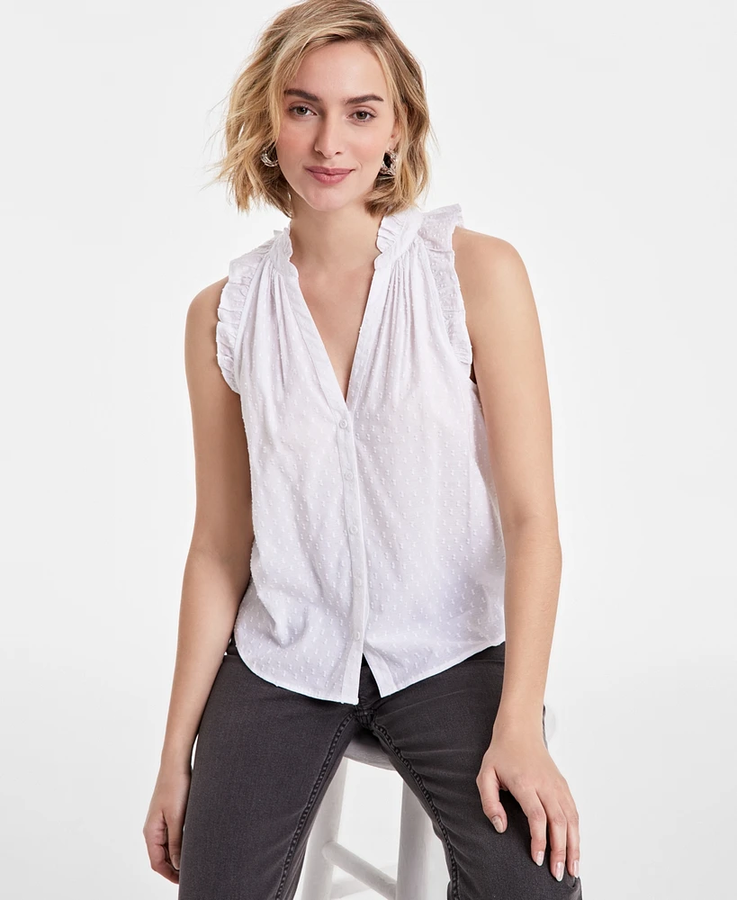 On 34th Women's Ruffled V-Neck Sleeveless Top, Exclusively at Macy's