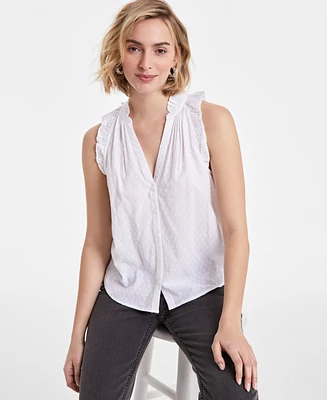 On 34th Women's Ruffled V-Neck Sleeveless Top, Exclusively at Macy's