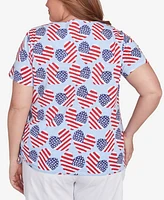 Alfred Dunner Plus Flag Heart Top with Side Ruching