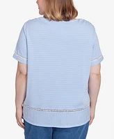 Alfred Dunner Plus Classic Striped Butterfly Short Sleeves Tee