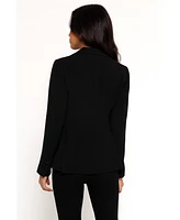 Luda Rhinestone Collar Single Button Blazer