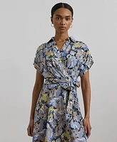 Lauren Ralph Women's Floral Belted Crepe Dress